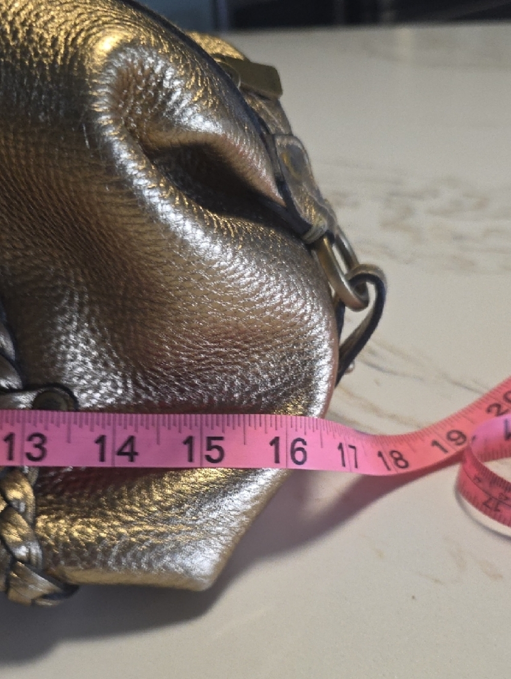 Mulberry Metallic Gold Braided-Detail Women's Pebbled Leather Satchel - Picture 8 of 10